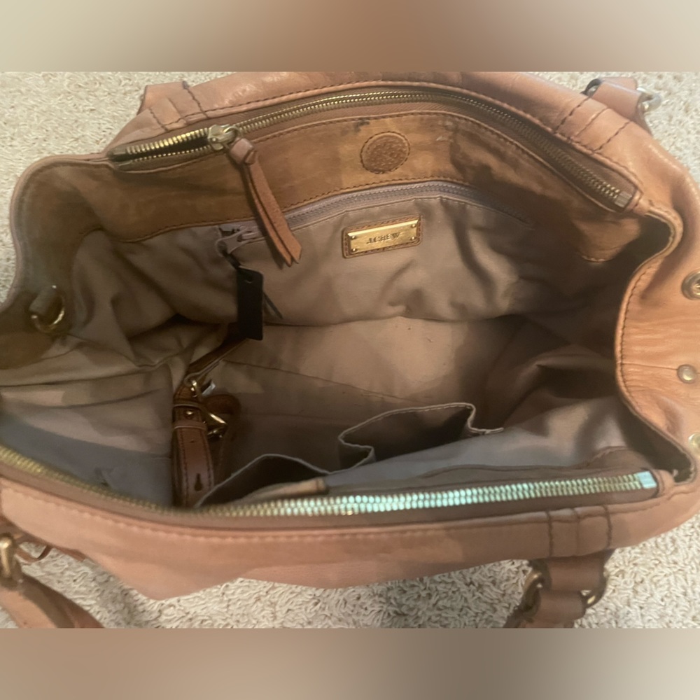 J. Crew Peyton Brown Leather Satchel Hobo Bag - Picture 7 of 10